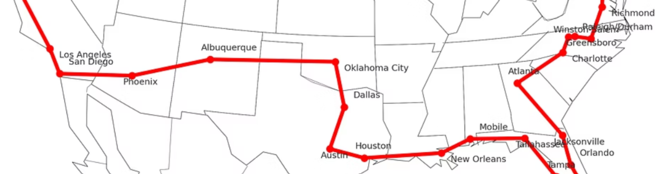 NWANA Southern Tour Map